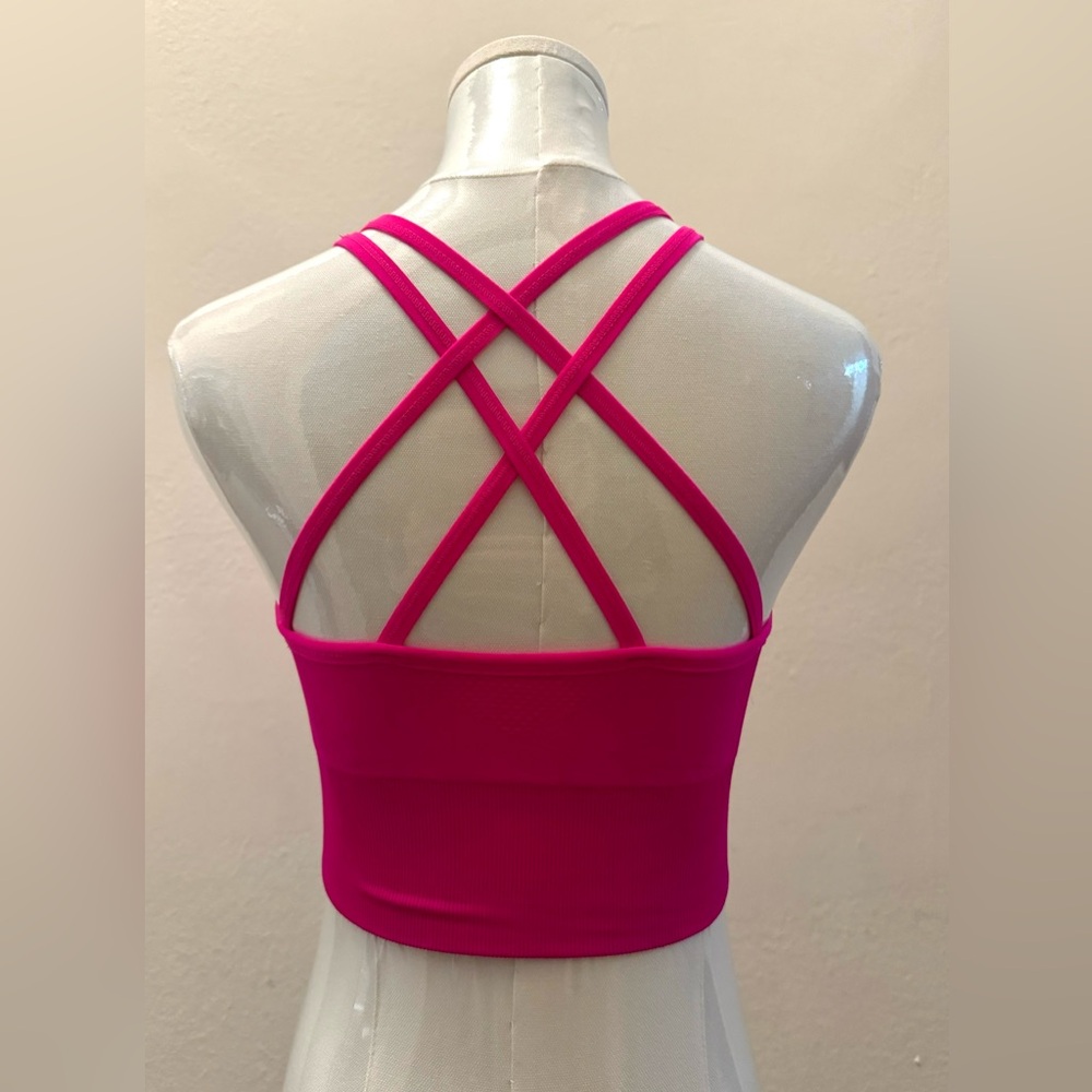 PUMA Fuchsia / Bright Pink Seamless Sports Bra - Size SMALL - Picture 3 of 10